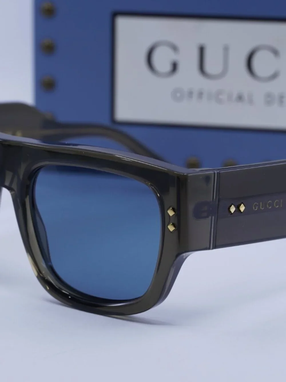 Gucci GG1262S 003 Square Sunglasses - Transparent Dark Grey/Blue